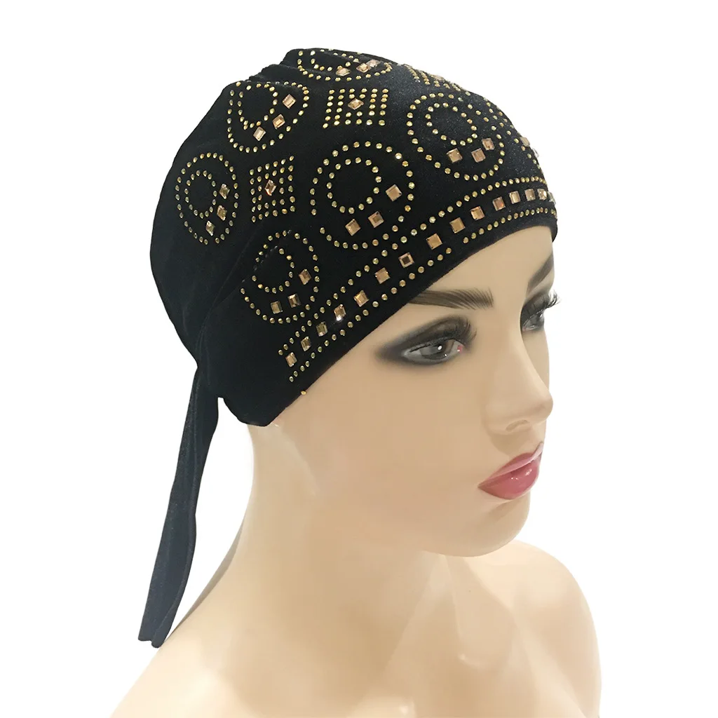 Fashion Women Hijabs Rhinestone Muslim Turban Cap Plain Soft Hijab Headscarf Solid Color Simple Headband Female | Тематическая