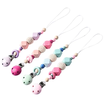 

4pcs Pacifier Clips Bright Color Beads Durable Cute Multi-Style Pacifier Clips Soother Strap for Baby Newborn Infant
