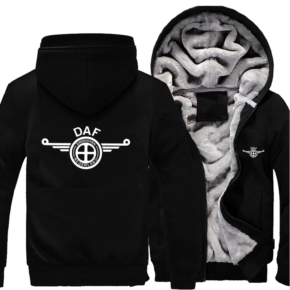 New Winter DAF Logo Hoodies Jacket Men Fashion High Quality Casual Wool Liner Fleece Sweatshirts Male Hoody Coat | Мужская одежда
