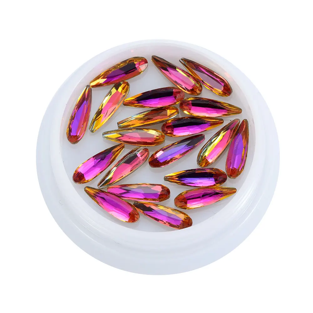30 шт./кор. для художественного оформления ногтей Стразы Белый AB в виде капли воды