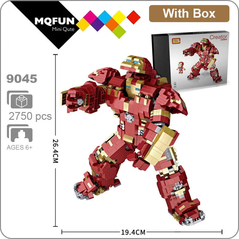 LOZ Diamond Blocks Building Mecha Iron Man Robot 2 In 1 Super Hero Brick Superhero Action Figures Toys for Children DIY Kid Boy | Игрушки и