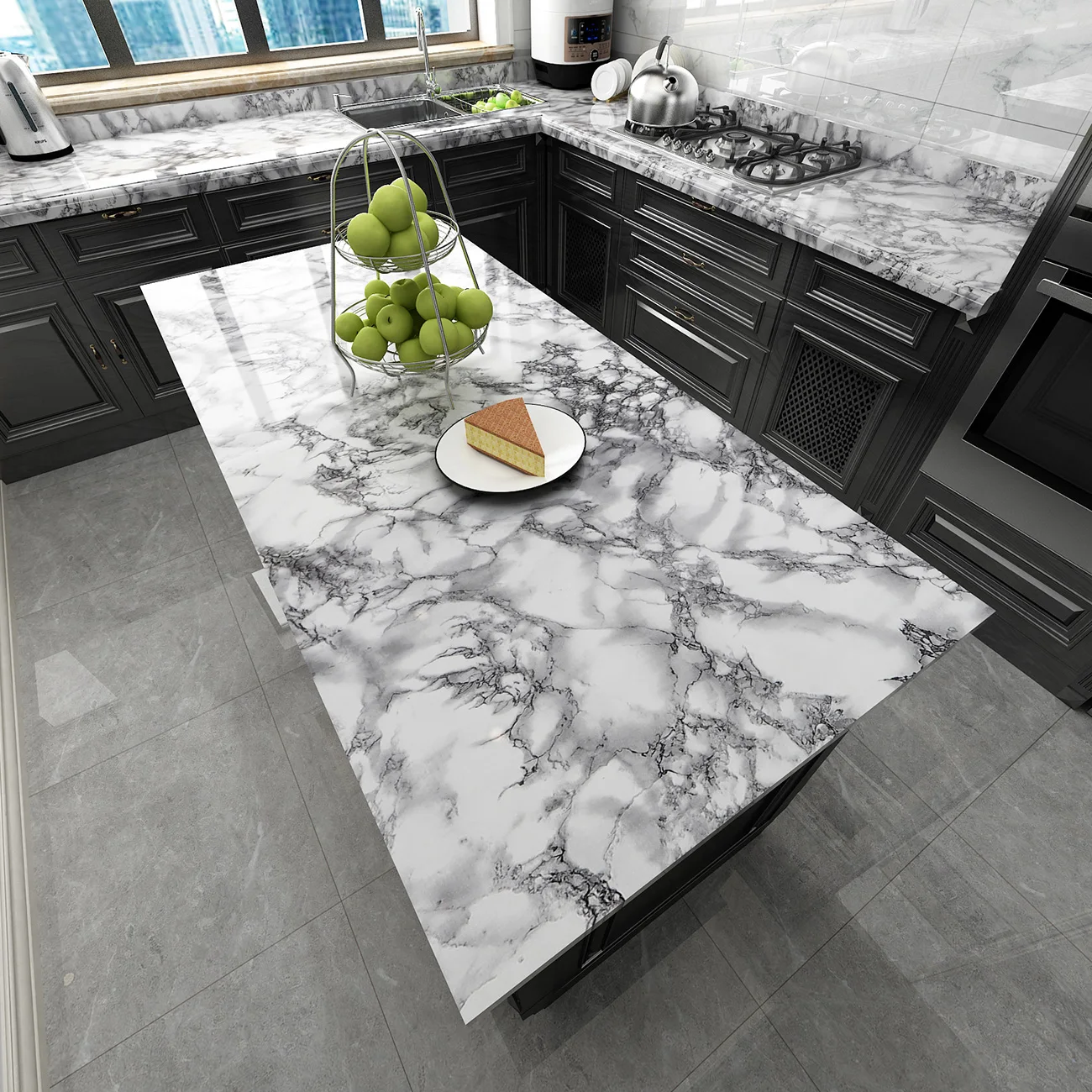 1M/2m Marble Waterproof Countertop Wall Stickers Vinyl Self Adhesive Wallpapers Decorative Film Kitchen Cabinets Contact Paper
