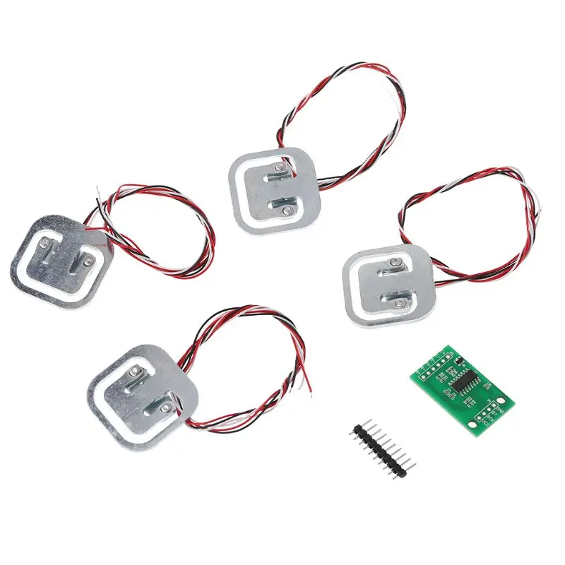 

4pcs 50kg Human Scale Load Cells & HX711 AD Module Kit Resistance Strain Weight Sensor Measurement Tools