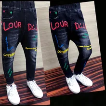 Джинсовые брюки для мальчиков весенняя одежда Новинка года, стильные весенне-осенние детские штаны в западном стиле весенняя одежда в Корейском стиле для больших мальчиков