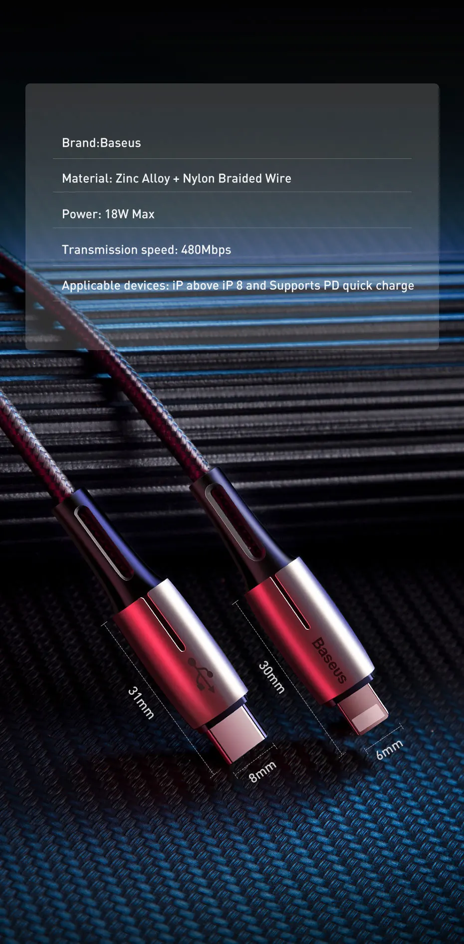 Baseus usb type-C-USB кабель для iPhone 11 Pro Max 18 Вт PD быстрое зарядное устройство type-c USB C кабель для iPhone Xs Max шнур для передачи данных