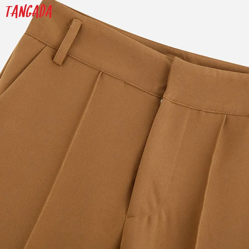 Tangada fashion women solid flare pants trousers high waist pockets pants autumn winter female casual pants pantalones BE678