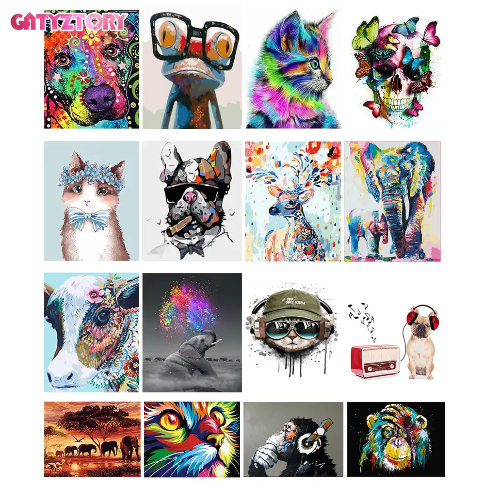 GATYZTORY 60x75 см рамка Diy масляная цифровая краска от бамперов наборы животных