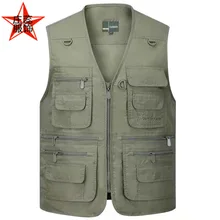 Летний уличный повседневный мужской жилет с несколькими карманами, жилет для рыбалки, Мужская Рабочая одежда большого размера