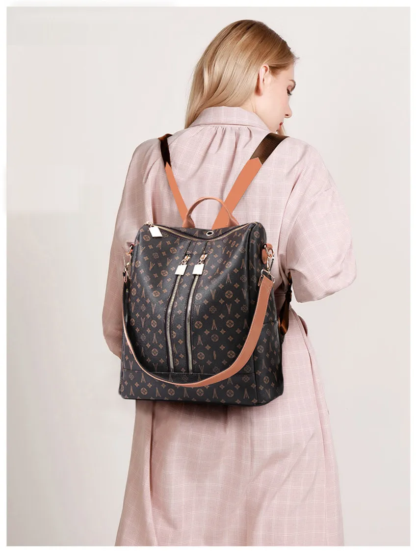Винтажный женский роскошный брендовый дизайнерский рюкзак туристический монограмма Противоугонная Сумка Большая вместительная сумка для девочки с буквенным принтом