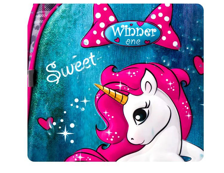 3D Cartoon Sparkling Unicorn School Bag For Girls