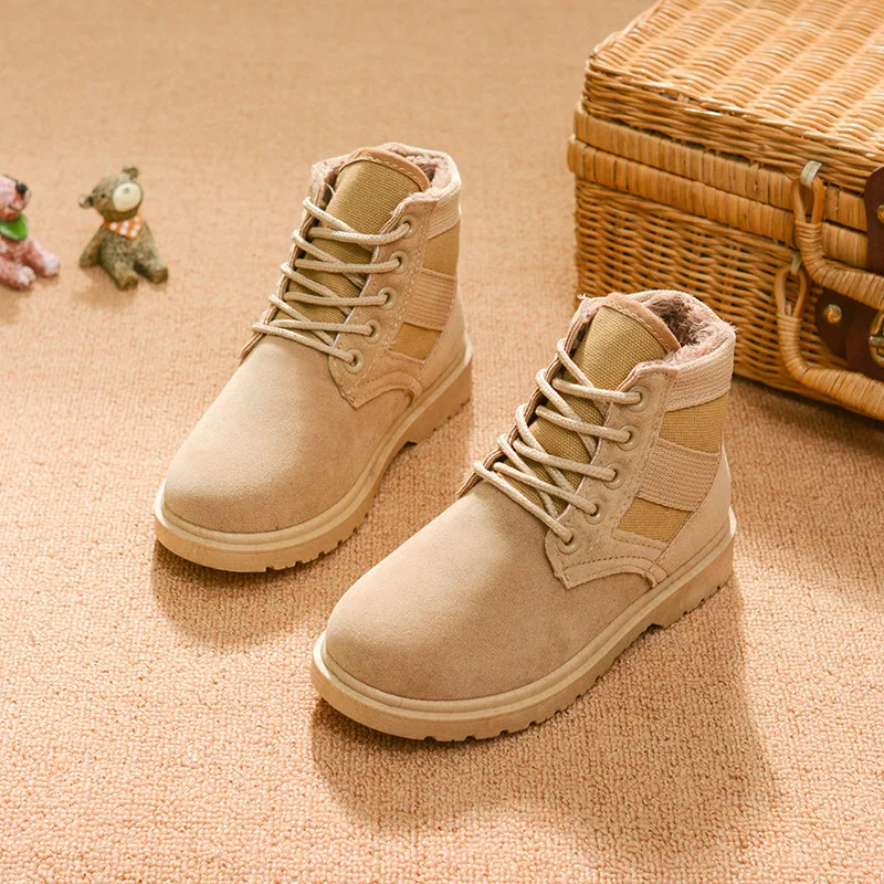 

2018 Autumn & Winter New Style Chamois Hight-top Boots Solid Color BOY'S Martin Boots Warm Girls Anti-slip Casual Shoes