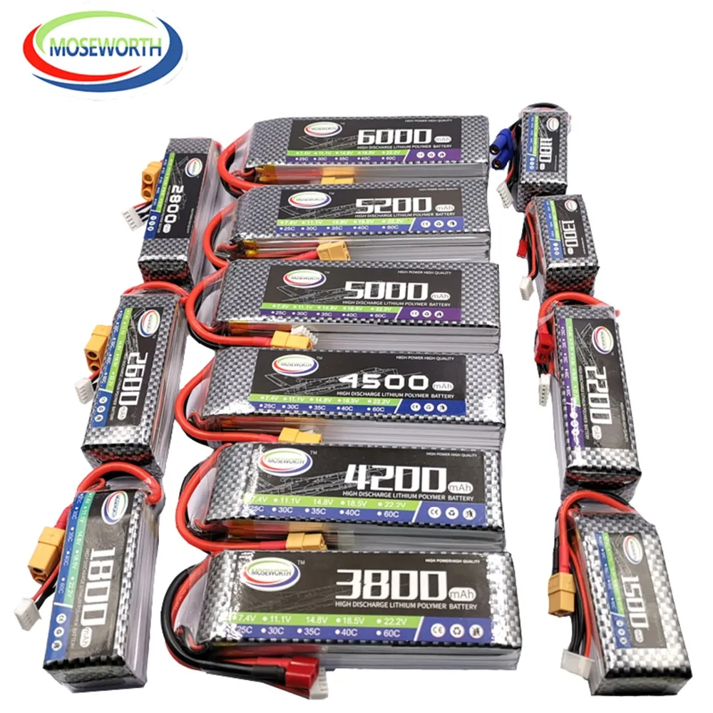 RC LiPo аккумулятор 4S 14,8 V 4500mAh 60C для радиоуправляемых моделей самолетов, квадрокоптеров, вертолетов, автомобилей, дронов, 14,8 V RC батареи LiPo 4S AH