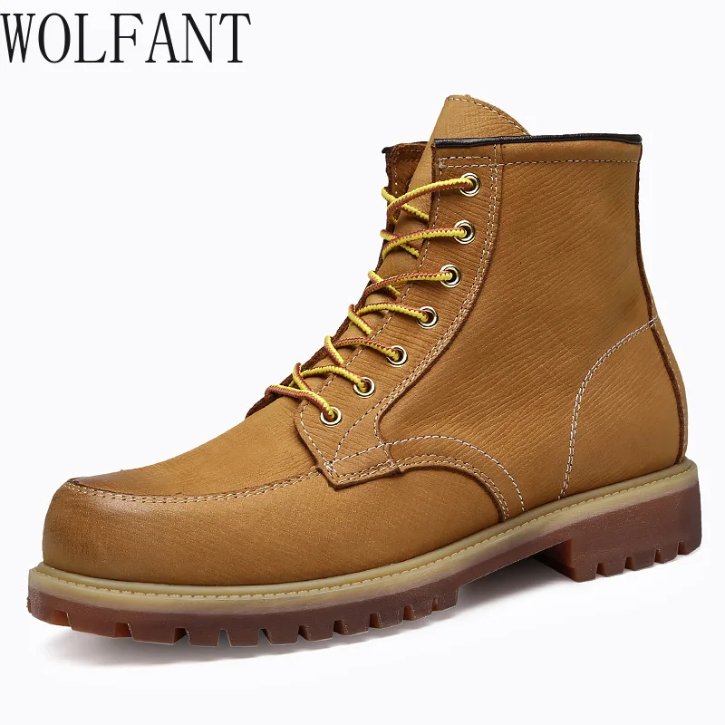 

WOLFANT New top-layer leather work boots high-top men's shoes jeans boots