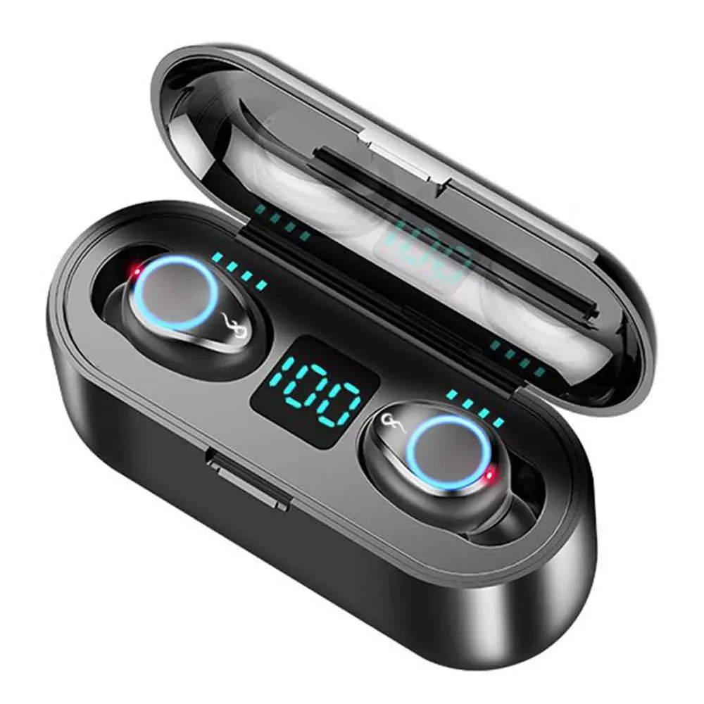 Наушники Bluetooth наушники TWS беспроводные наушники Blutooth гарнитура Handsfree музыкальные наушники спортивные наушники для IPhone телефона - Цвет: Черный