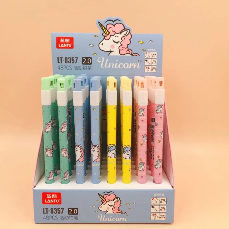 

4 Pcs/set Cute Animal Unicorn 2.0mm Automatic Mechanical Pencils with Sharpener Writing Drawing Pencil Student Stationery Gifts