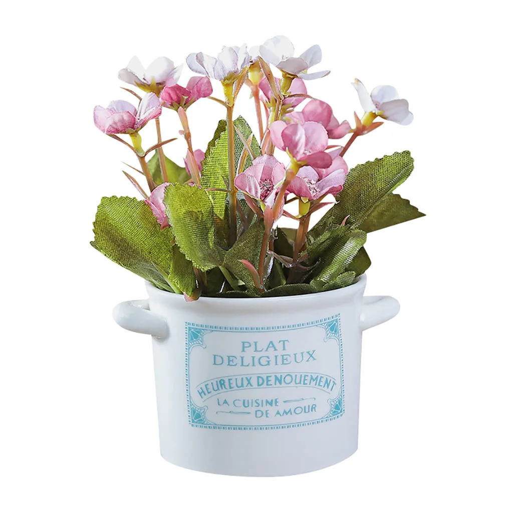 Ceramic Pots Artificial Plants Potted Living Room Desk Decorative Flowers home decoration accessories цветы bladeren#FO09