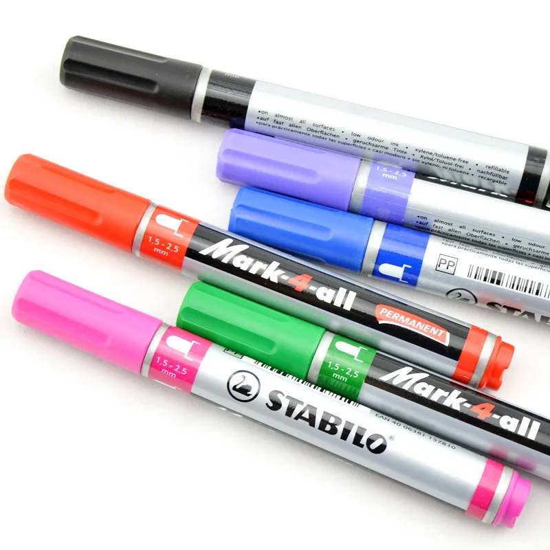 독일 Stabilo 651 페인트 마커 컬러 수성 라운드 팁, 화이트 보드 펜, 1.5mm-2.5mm, 학교 사무용품, 1 개