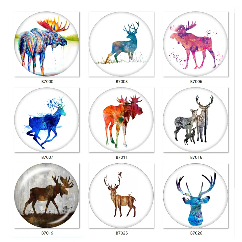 10 шт смешанные moose голова оленя акварель 12 мм/18 мм/20 мм/25 мм круглый фото стекло