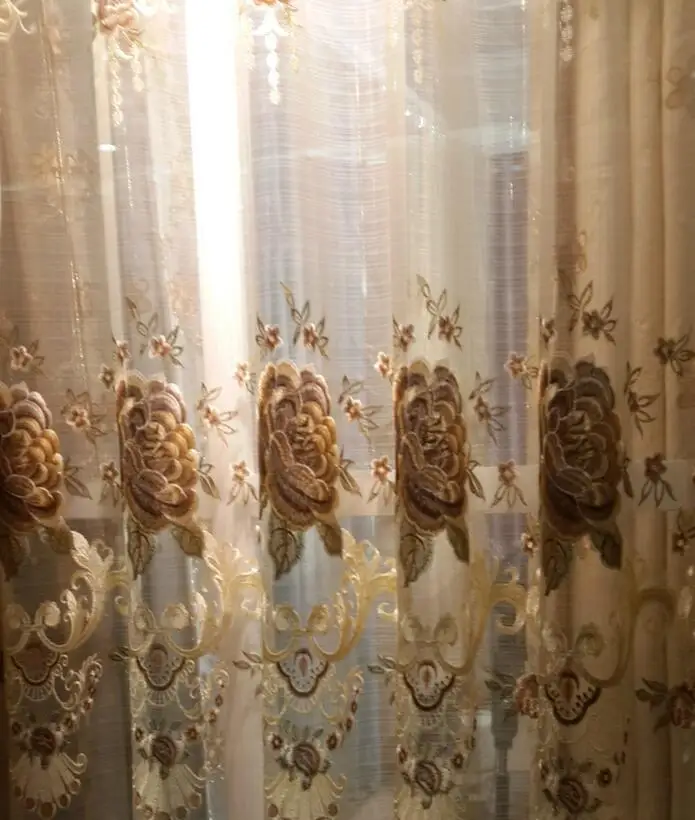 Европейская роскошная Шелковая затемненная занавеска s для гостиной, спальни, вышитая прозрачная ткань, занавески, панели, цветочный узор