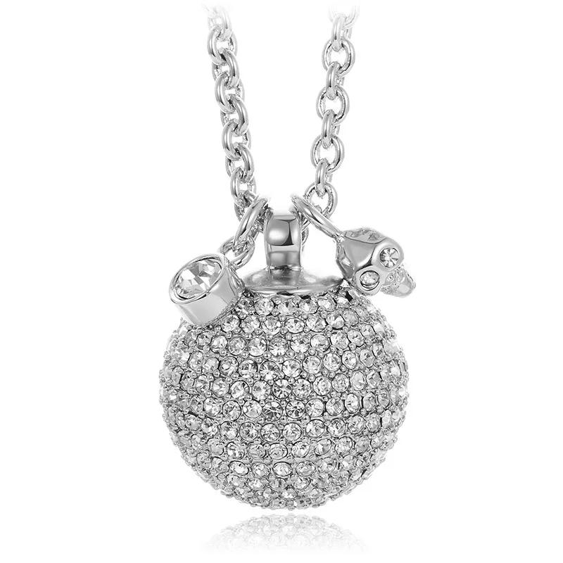 silver color Shineland Cheap Wholesale New Fashion Elegant Sweater Chain Long Zircon Ball Pendant Necklace Charming For Women In Winter - Окраска металла: silver color