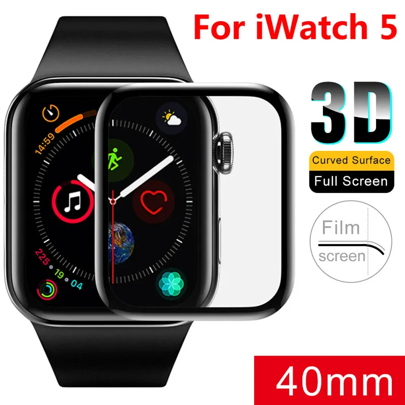 3D изогнутый край Полное покрытие из мягкого закаленного стекла для iWatch 40 мм 44 мм 38 мм 42 мм протектор экрана для Apple Watch Series 4 2 1 3 5 - Цвет: For iWatch 5 40mm