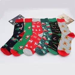 Men Cotton Socks Funny Christmas Tree Santa Claus Snowflakes Deer Sock For New Year Men's socks H0Z9