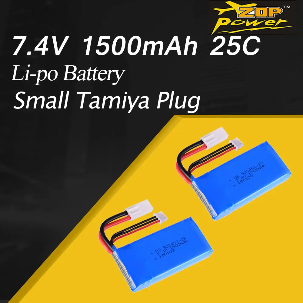 2 шт. ZOP Power 1500 мАч 7 4 В 25C 2S Lipo батарея маленькая Tamiya вилка Замена для Feilun FT009 RC лодка
