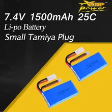 2 шт. ZOP Power 1500 мАч 7 4 В 25C 2S Lipo батарея маленькая Tamiya вилка Замена