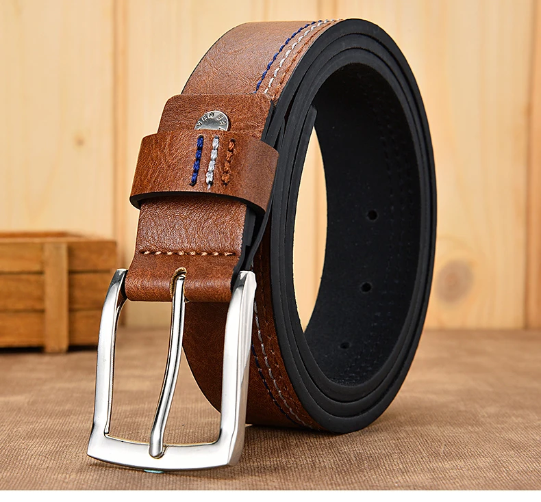 New Fashion Men's Genuine Leather Belts Designer Leisure Belt for Man Pin Buckle Business Dress Male Dropshipping black belt with holes