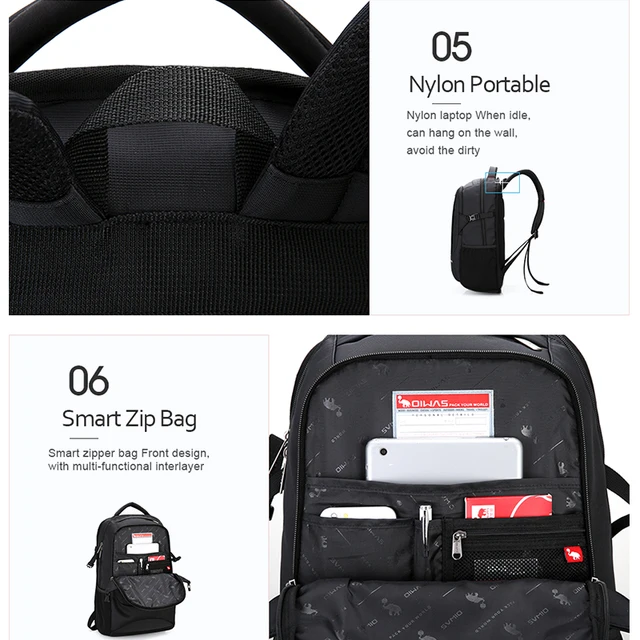 Oiwas Travel Multifunction Backpack Fashion Zipper Open Bag Men's Backpack Laptop High Quality Male Women Business Classic Bags 5