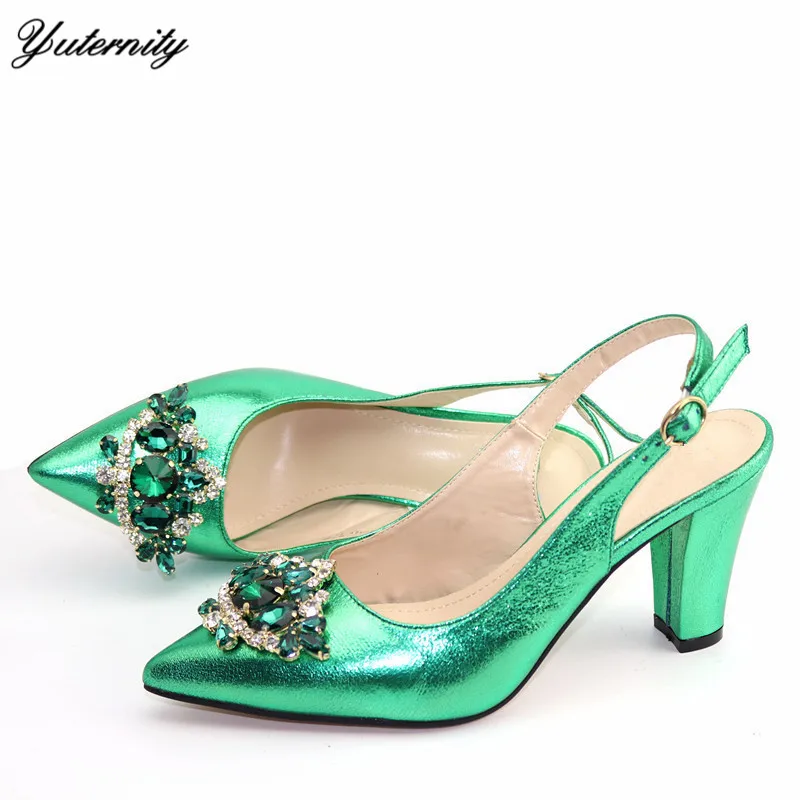 

High Quality Fashion Spike Heels Shoes Latest Style African Rhinestone Woman Shoes For Party Size 38-42