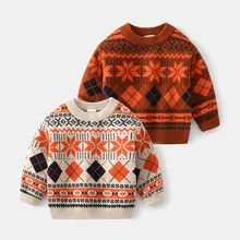 

Autumn Kids Knitting Coat Baby Boys Pullover Toddler Sweaters Kids Pullovers Tops Geometric Long Sleeve Sweater
