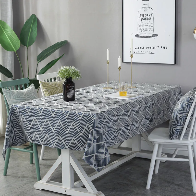 

Geometric Tablecloth Striped Tea Table Cover Printed Picnic Cloth Plaid Background Cloth Table Decor Waterproof Oilproof