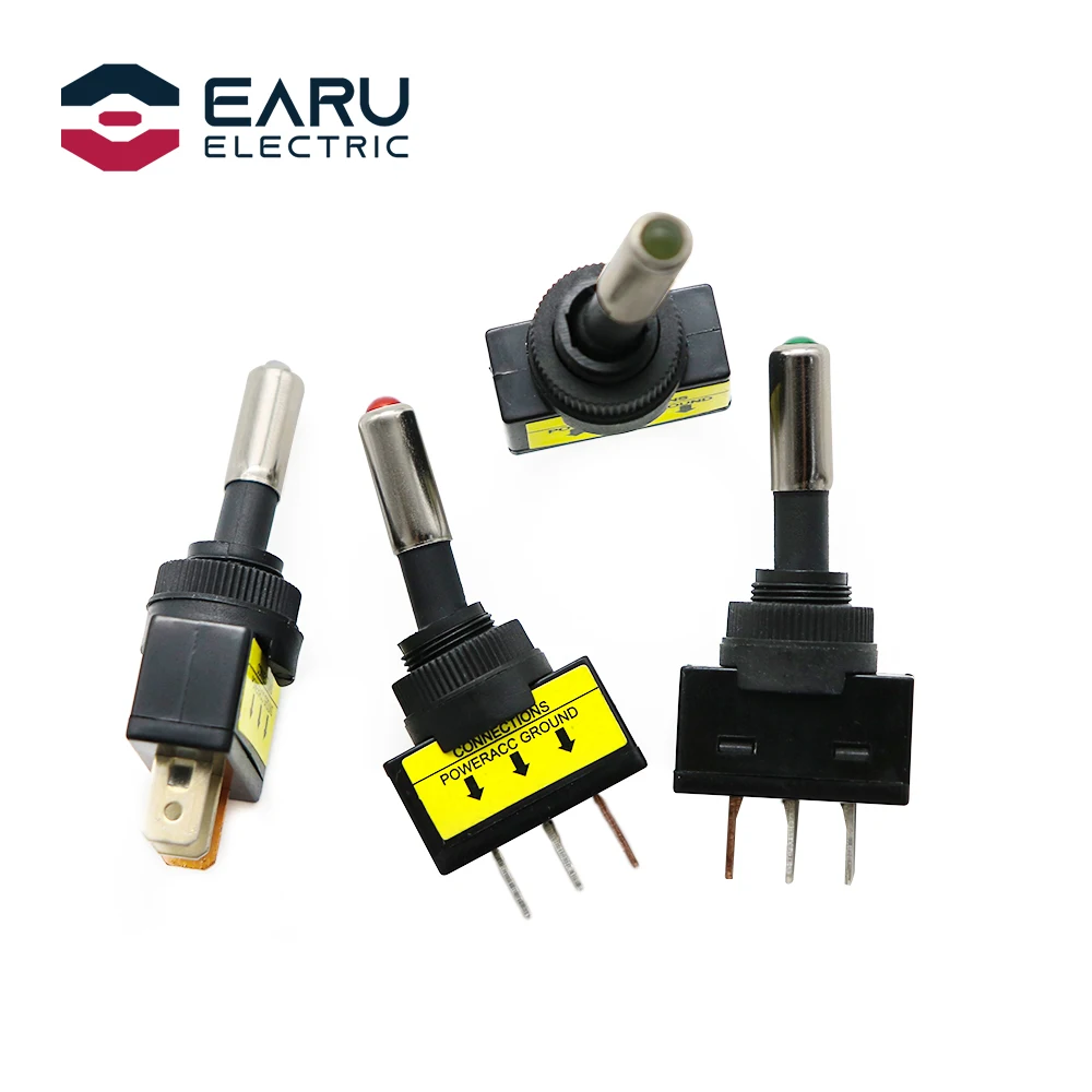ASW-15D 12V 20A Toggle Switch On Off 12mm Red Green Blue Yellow White LED Car Auto 3pin SPST | Строительство и ремонт