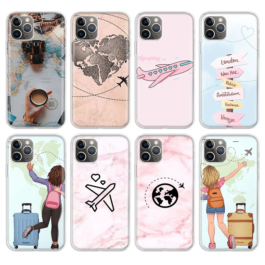 

World Map Travel Just Go Phone Case For Apple iPhone 11 Pro 6 6S 7 8 Plus 10 X XS MAX XR 5 5S SE Phone Case Cover