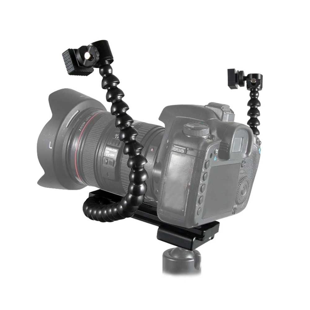 Foleto-braço Duplo Ajustável Sapata Quente Montagem de Flash para Canon Pentax Macro Tiro Acessórios de Câmera - Image 5