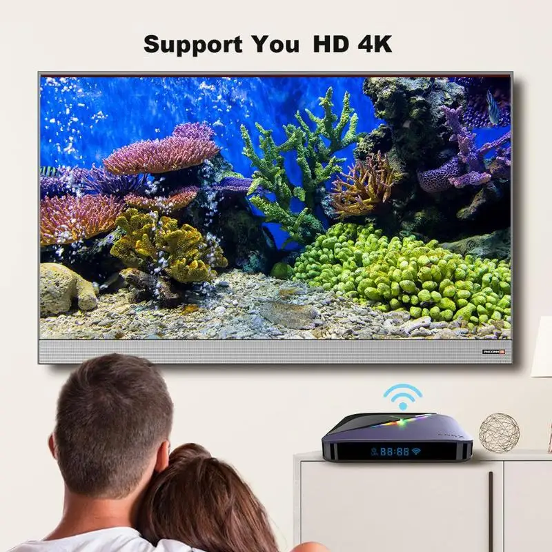 A95X F3 RGB Luce Смарт ТВ Box Amlogic S905X3 Android 9,0 2/4GB 16 GB/32/64 Гб Поддержка Dual Wifi 4K 75fps A95XF3 Декодер каналов кабельного телевидения по стандартам ЕС/США