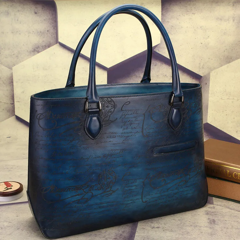 Мода и защита окружающей среды кожи буйвола в сумки для покупок - Цвет: Синий
