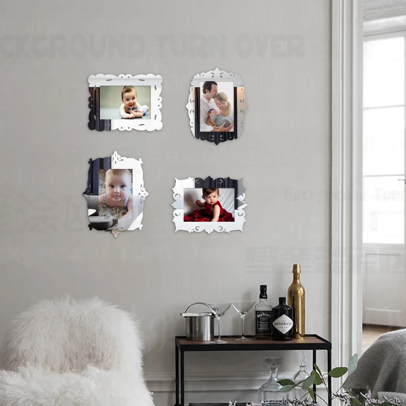

4pcs Photo Frame Set Wall Picture Frames Framework For Pictures My First Year On The Mirror Thin 3.5X5In 4X6In 5X7Inch F007