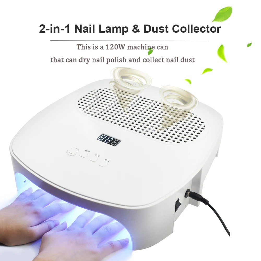  120W 2 In 1 Nail Lamp & Nail Dust Collector Manicure with Two Strong Power Fans 42 LED Nail Dryer V