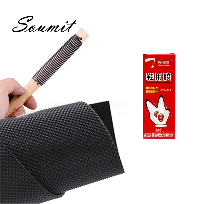 Repair Shoe Sole Tool for Rubber Full 3pcs Kit Anti Slip Outsoles Patches +1 Glue File Knife Accessories Set | Обувь