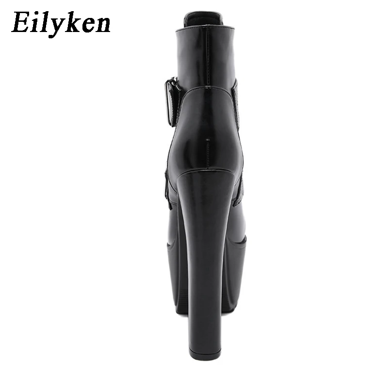 EilyKen новые ботинки из искусственной кожи на высоком каблуке зимние женские