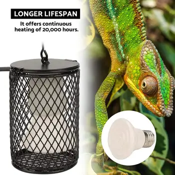 

Pet Heating lamp Infrared Ceramic Light With Safety Cage Emitter Heat Lamp Cover Pet Supplies Chickens Reptile Lampshade
