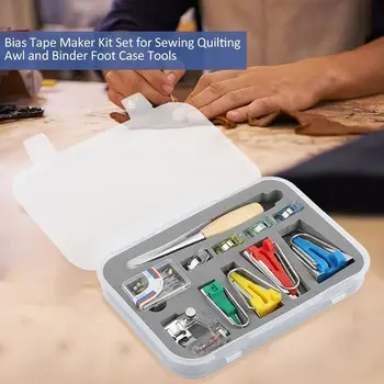 

Kit Bias Tape Maker Set Sewing Quilting Awl Binder Foot Tools Hand Working Professional Tools