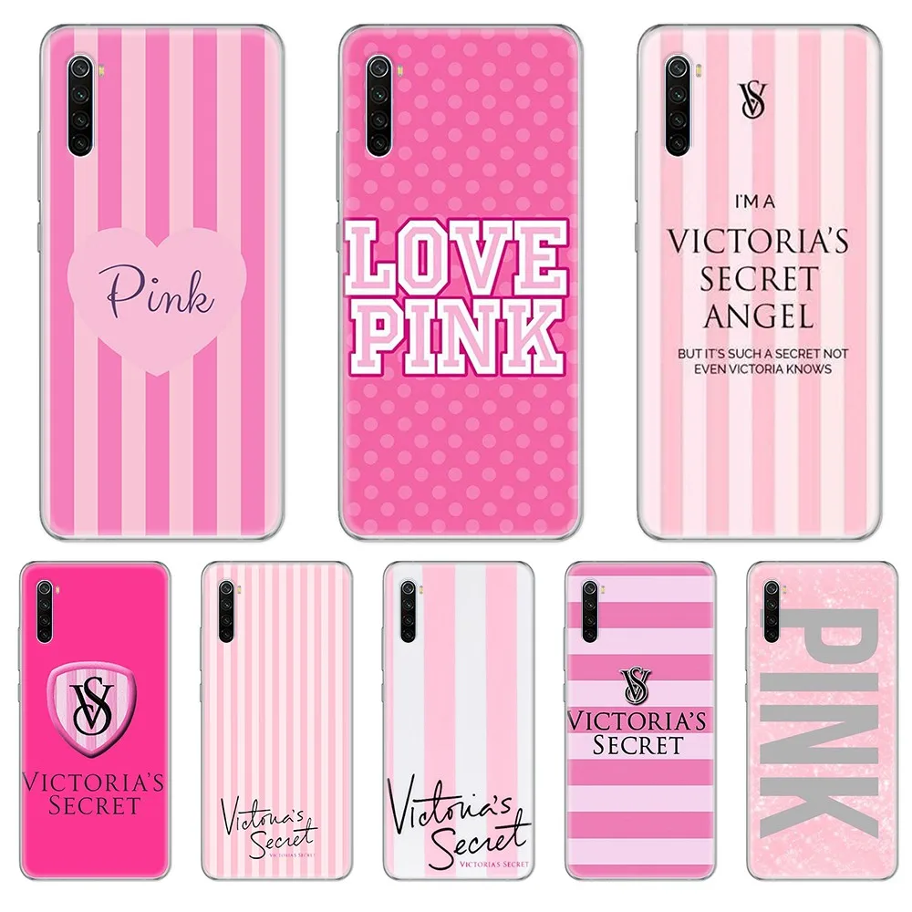 

Victoria luxurious Pink Sexy fashion cover Transparent Phone Case For xiaomi Redmi 3S 4A 5A 6A 5 Plus 4X 7 8 8a CC9 K20 Pro K30