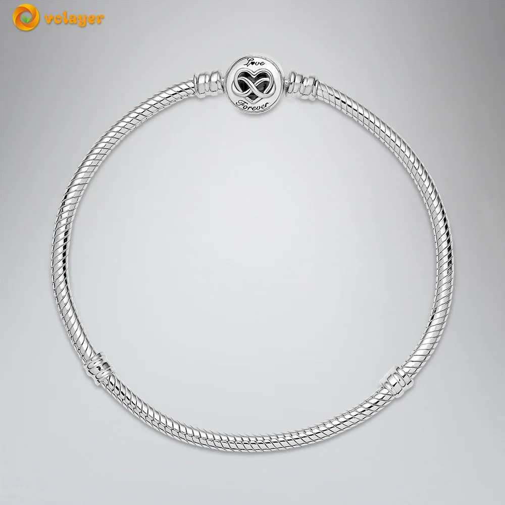 Volayer 925 Sterling Silver Brace Heart Infinity Clasp Snake Chain Bracelet Women DIY Jewelry Making Girl Birthday Gifts Volayer 925 Sterling Silver Brace Heart Infinity Clasp Snake Chain Bracelet Women DIY Jewelry Making Girl Birthday Gifts