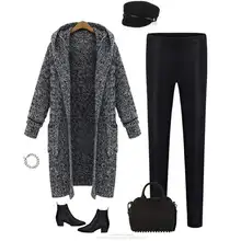 Женский Повседневный длинный кардиган, пальто, Женский Осенний Повседневный вязаный свитер, женское большое пальто, зимняя куртка, Свитера с капюшоном, джемперы