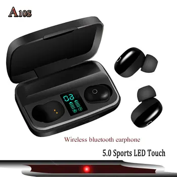 

Intelligent TWS Wireless Earphone A10S Wireless Bluetooth 5.0 earphone Sport LED Touch IPX5 Music Headset 1800mAh Power Bank