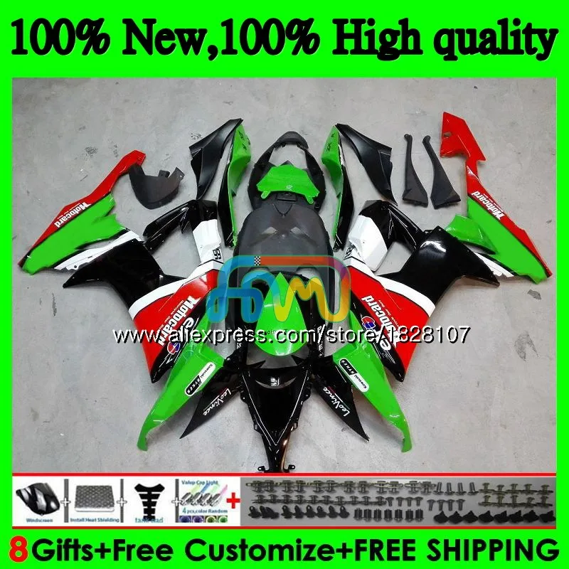 No. 1 Горячее тело для KAWASAKI зеленый красный ZX1000C ZX-10R ZX 10R 1000CC 17BS. 2 ZX1000 ZX 10 сотрудников отдела исследований ZX10R 08 09 10 2008 2009 2010 ABS комплект обтекателей - Цвет: No. 1