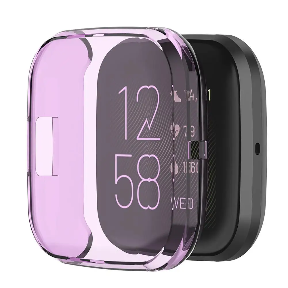 Для Fitbit Versa 2 ультра-тонкий анти-капля Мягкий ТПУ чехол для часов Замена умный защитный браслет полный защитный чехол - Цвет: Purple